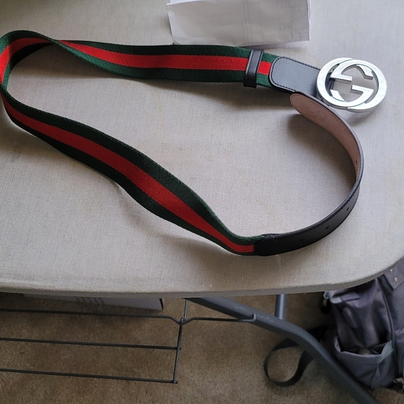 Men size 90-36 Gucci Web Belt with G Buckle - Picture 7 of 9